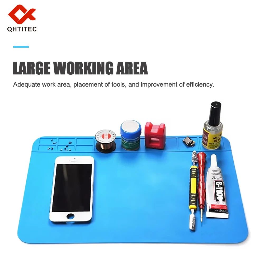 Soldering Station Mat Silicone Work Mat Heat Resistant 932°F Anti-Static Magnetic Mat for Electronic Phone Laptop Watch Repair