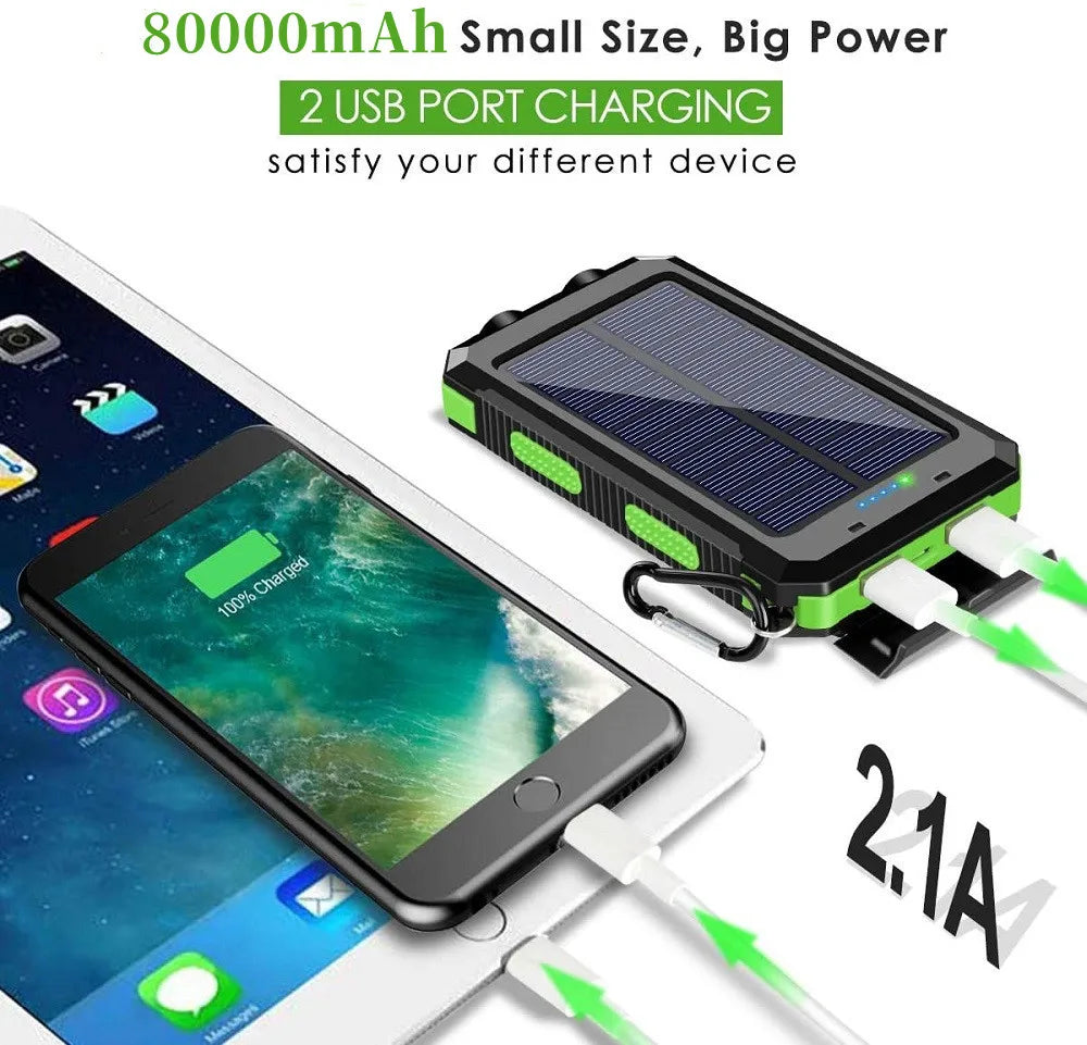 80,000mAh Solar Power Bank with LED Light