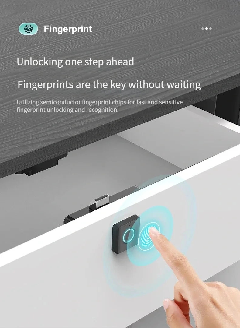 Compact ABS Fingerprint Drawer Lock Smart Biometric Security for Cabinets Shoe Lockers File Cabinets Easy to Install