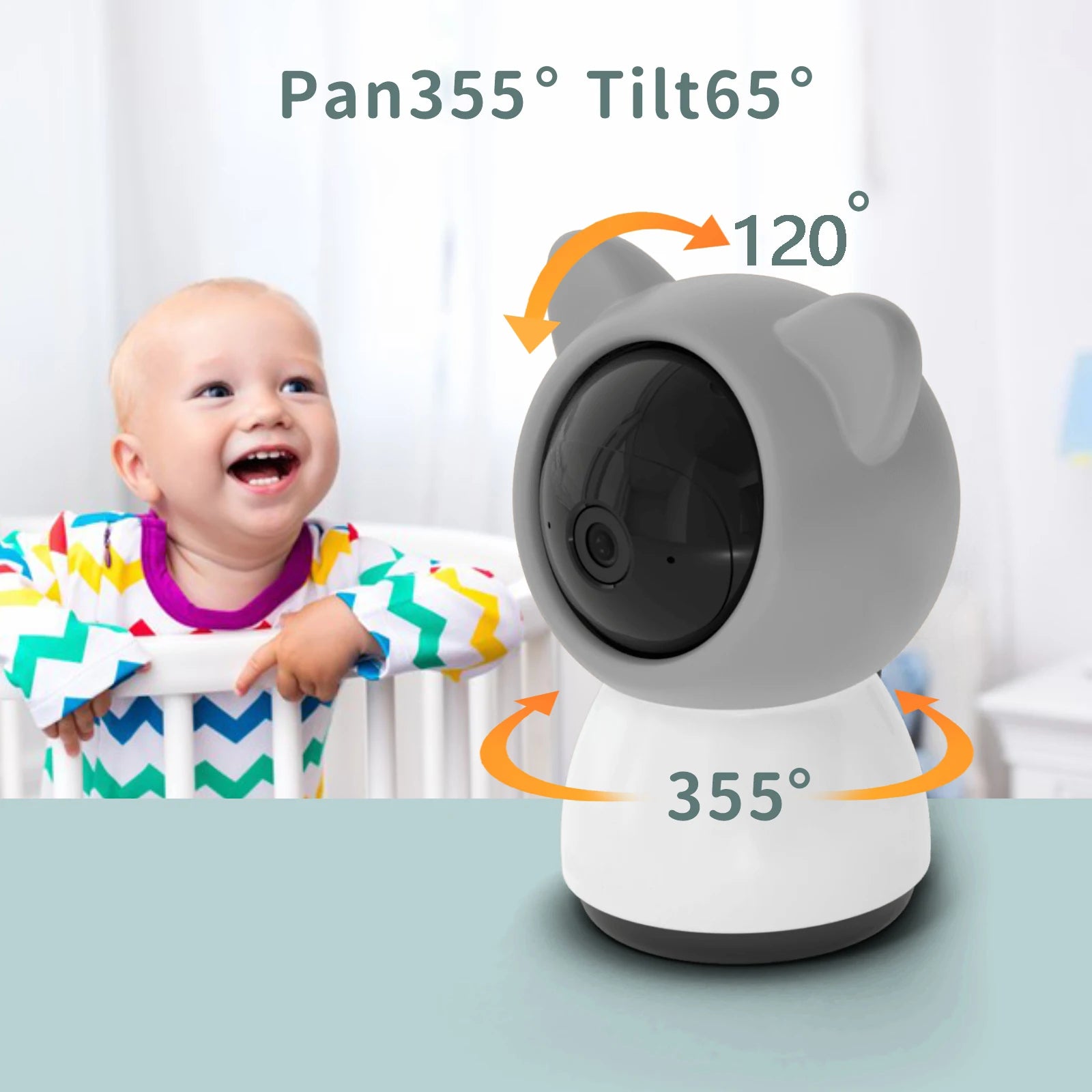 Babystar 5-inch LCD baby monitor with two cameras, supports split screen, WiFi smartphone video dual camera, mobile APP control