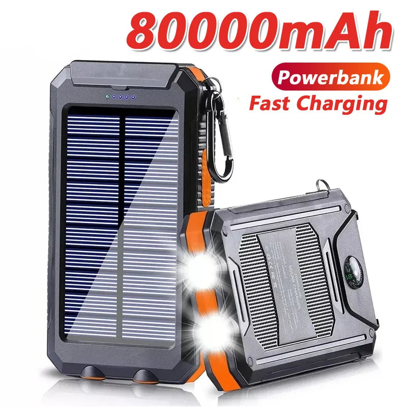 80,000mAh Solar Power Bank with LED Light
