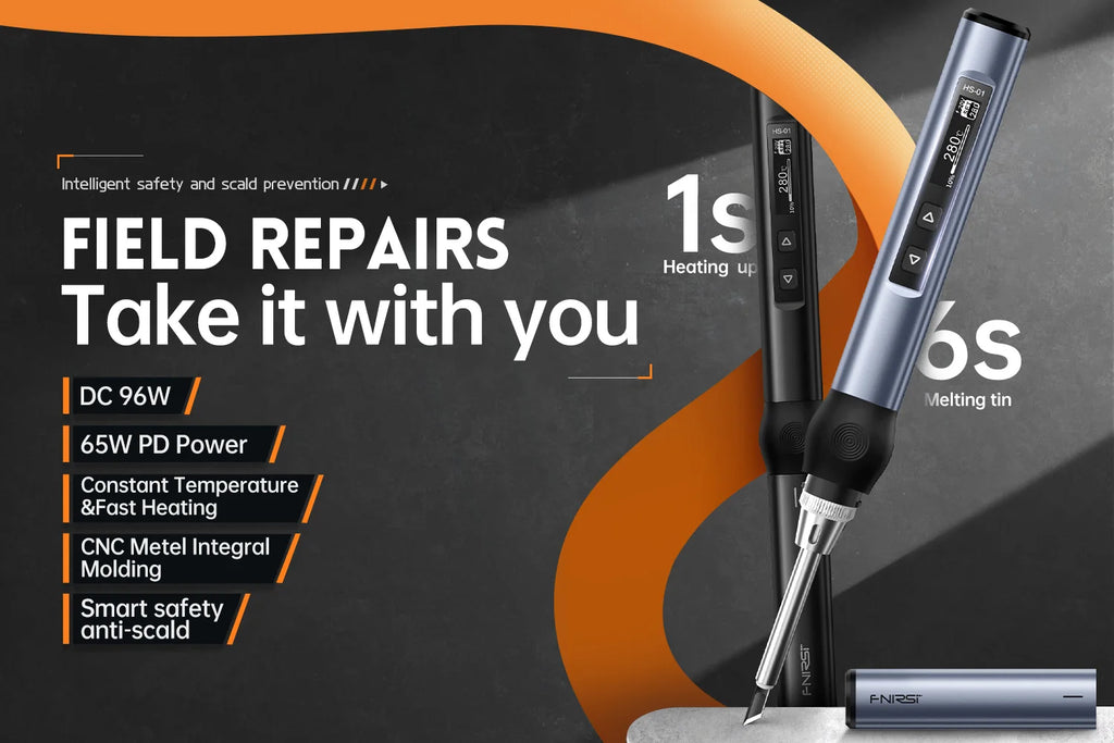 FNIRSI HS-01 Adjustable Temperature Soldering Iron DC 24V 80-420℃ Welding Solder Rework Station PD 65W Portable Repair Tool