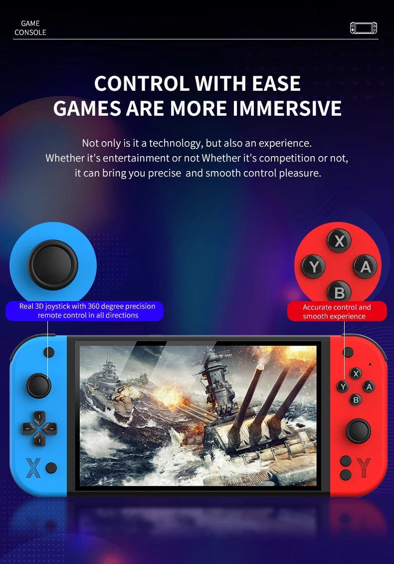 G90 7inch 64GB 4000mAh portable handheld game console arcade high-definition For PSP/PS1 nostalgic retro TV Gaming Controller