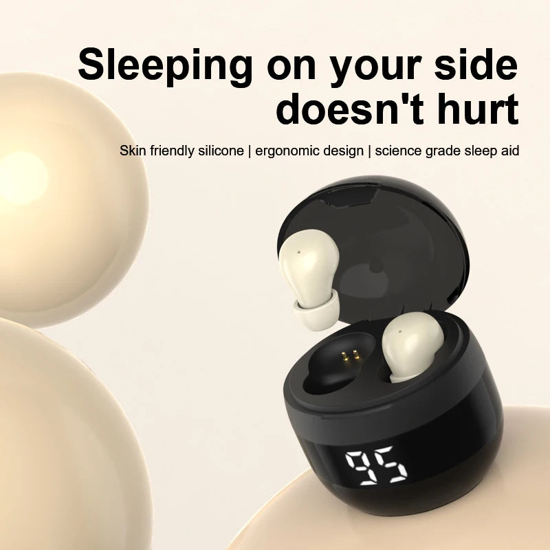 HOMEFISH SK18 Mini Sleep Wireless Earbuds, Bluetooth 5.3, Invisible In-Ear, Digital Display, Noise Cancelling for Side Sleepers
