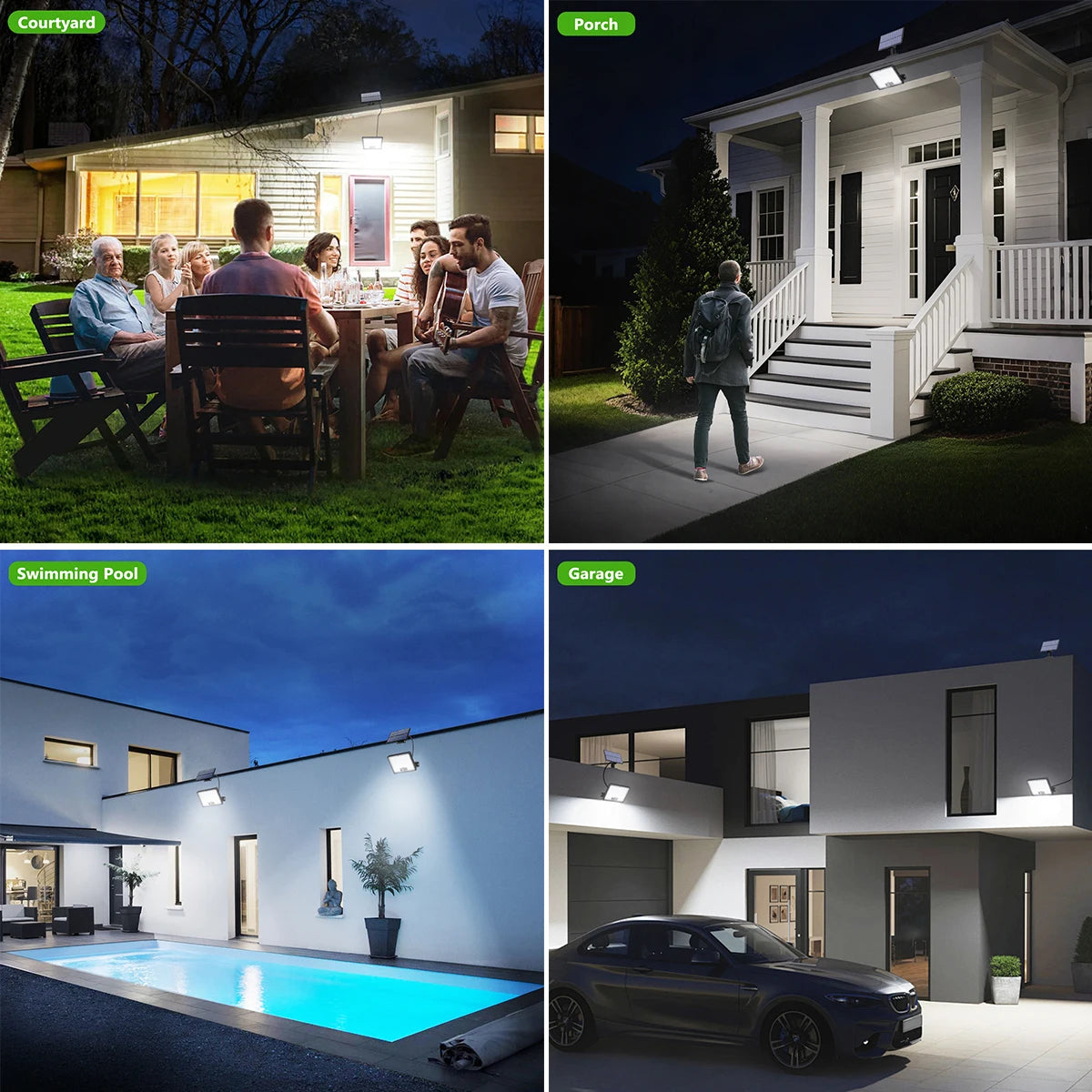 Solar Motion Sensor Outdoor Flood Lights with 400/172 Bright LEDs Dusk to Dawn Outside Flood Lights with 16ft Cable IP65 Lamp