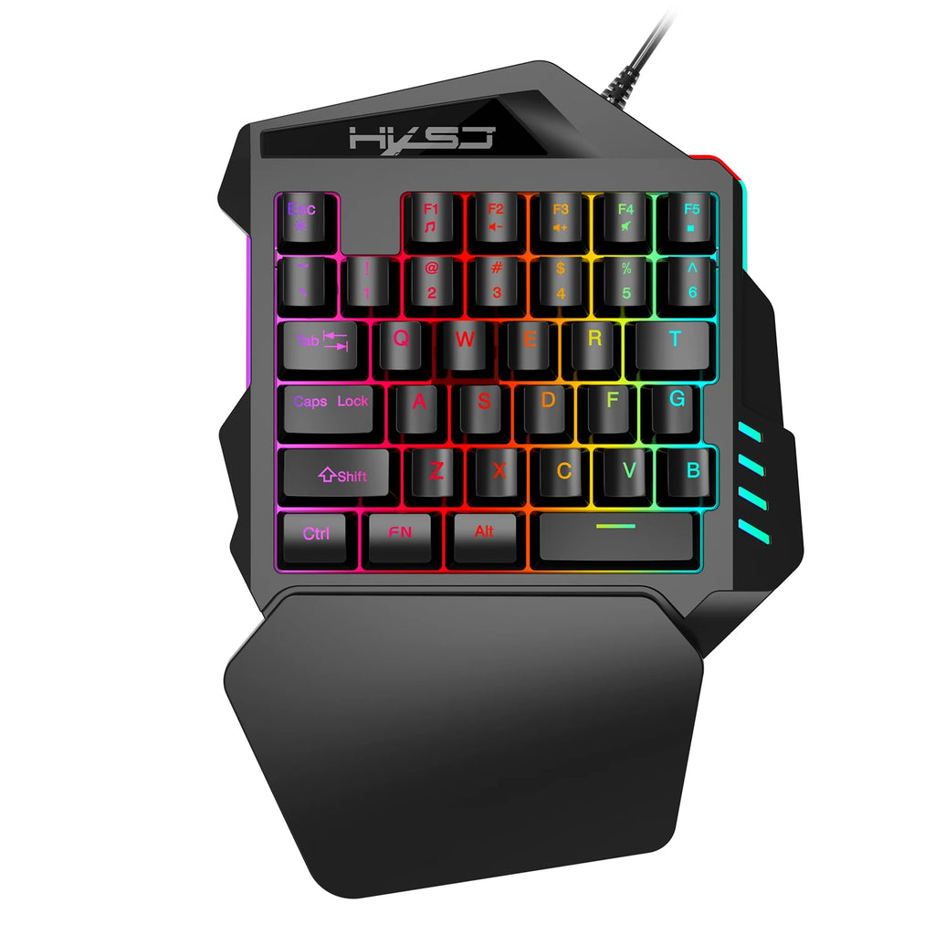 Gaming One-Handed Keyboard And Mouse Set with 35 Keys, Dual-Color Injection Molded Keycaps, Colorful Backlight, USB Plug-And