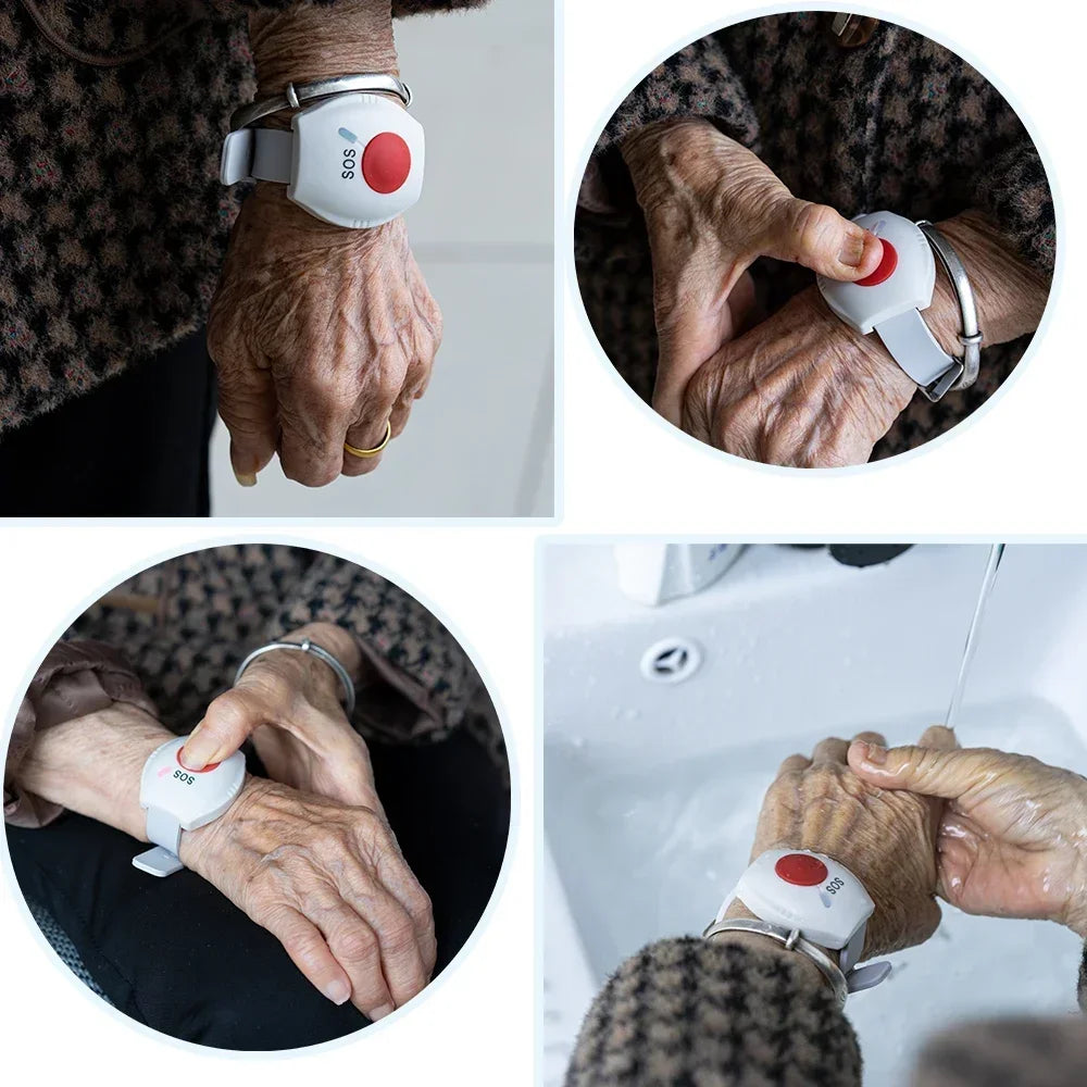 2pcs Panic Button RF433mhz SOS Bracelet Emergency Button for Elderly Alarm Watch Old People GSM Home Security Alarm System