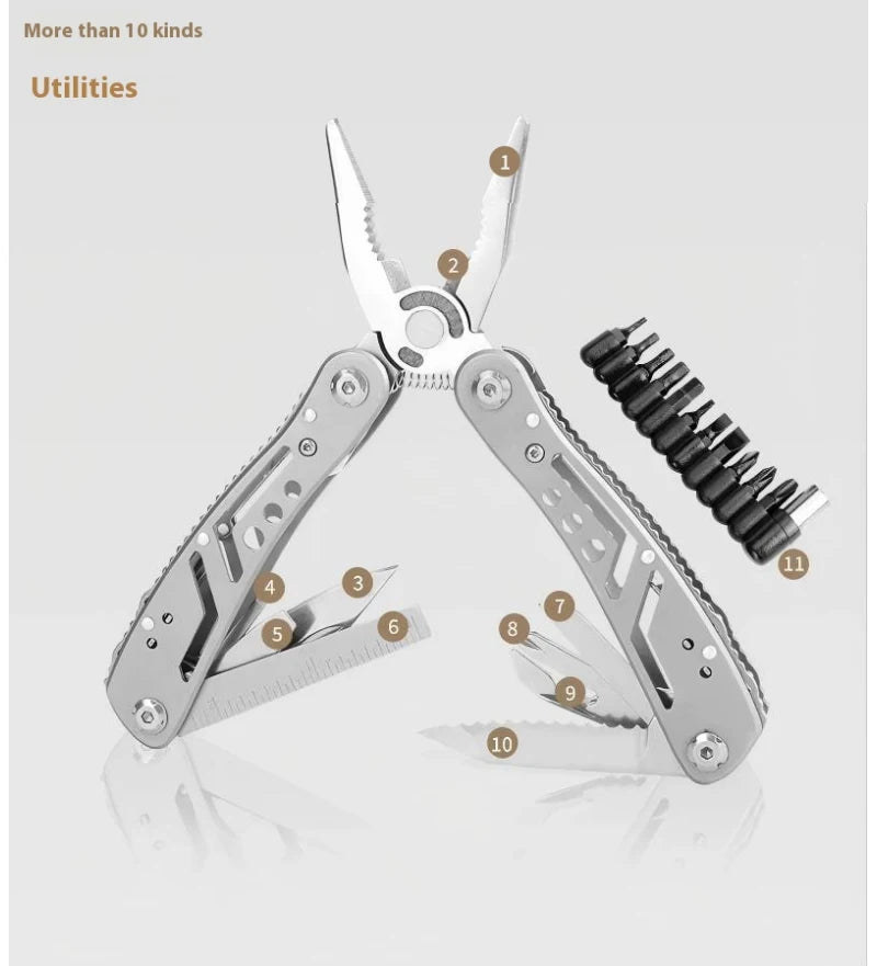 Stainless Steel 24-in-1 Multitool Screwdriver Portable Cutter Folding Tool for Camping Hunting Outdoor Activities High-Quality G