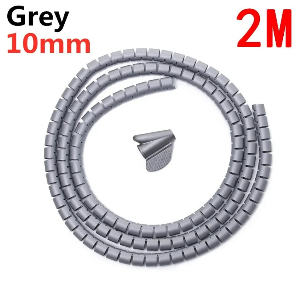 2M 10/16mm Flexible Spiral Cable Protector Wire Organizer Computer Cord Protective Tube Organization Management Protector Sleeve