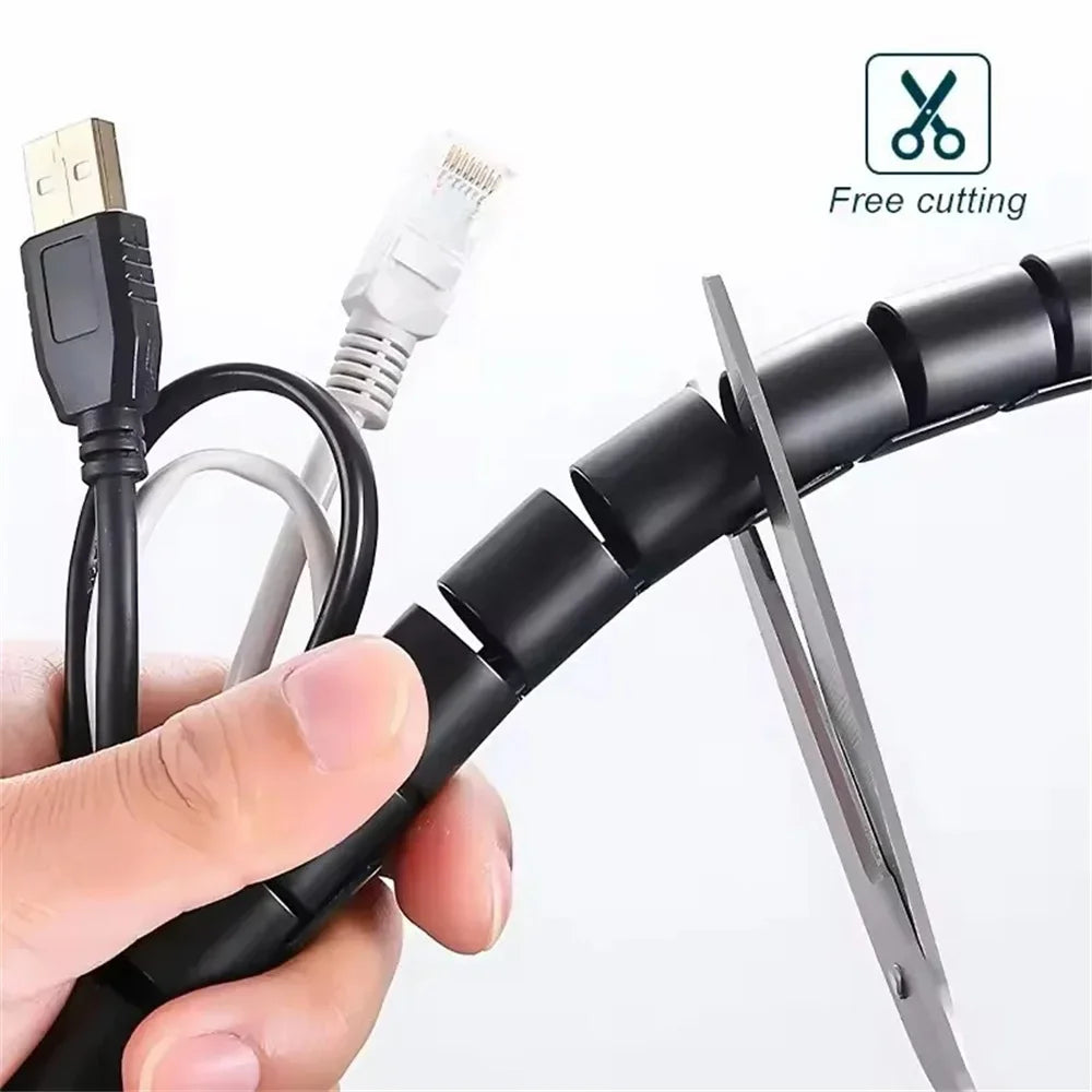 2M 10/16mm Flexible Spiral Cable Protector Wire Organizer Computer Cord Protective Tube Organization Management Protector Sleeve
