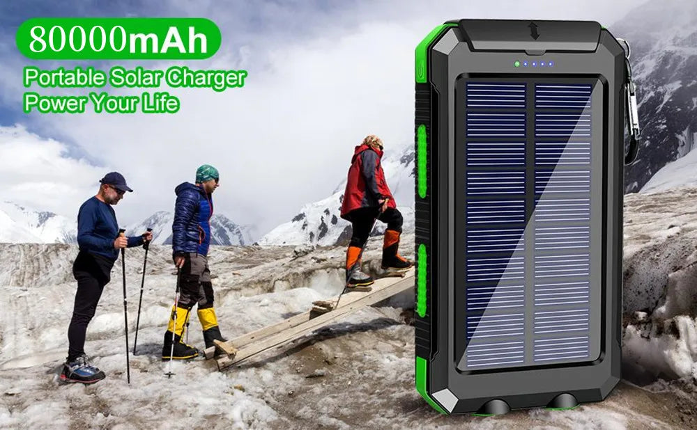 80,000mAh Solar Power Bank with LED Light