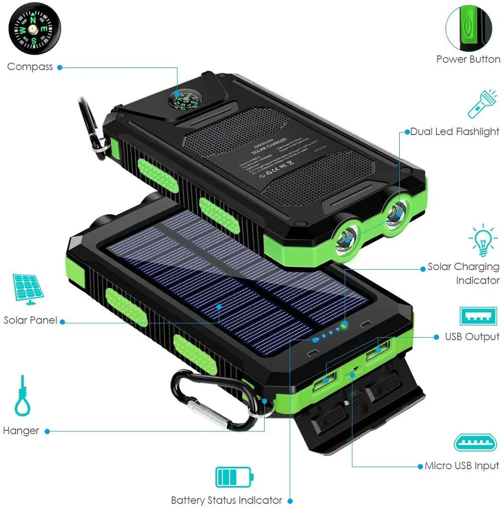 80,000mAh Solar Power Bank with LED Light
