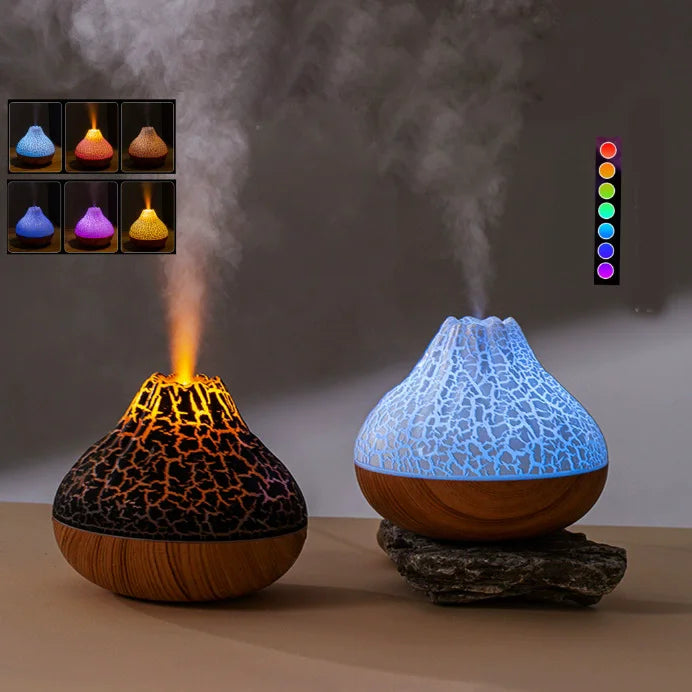 Volcano Air Humidifier 300ml Desktop USB Water Mist Diffuser Purifier Air Freshener Nebulizer with Colorful Ambient Night Light