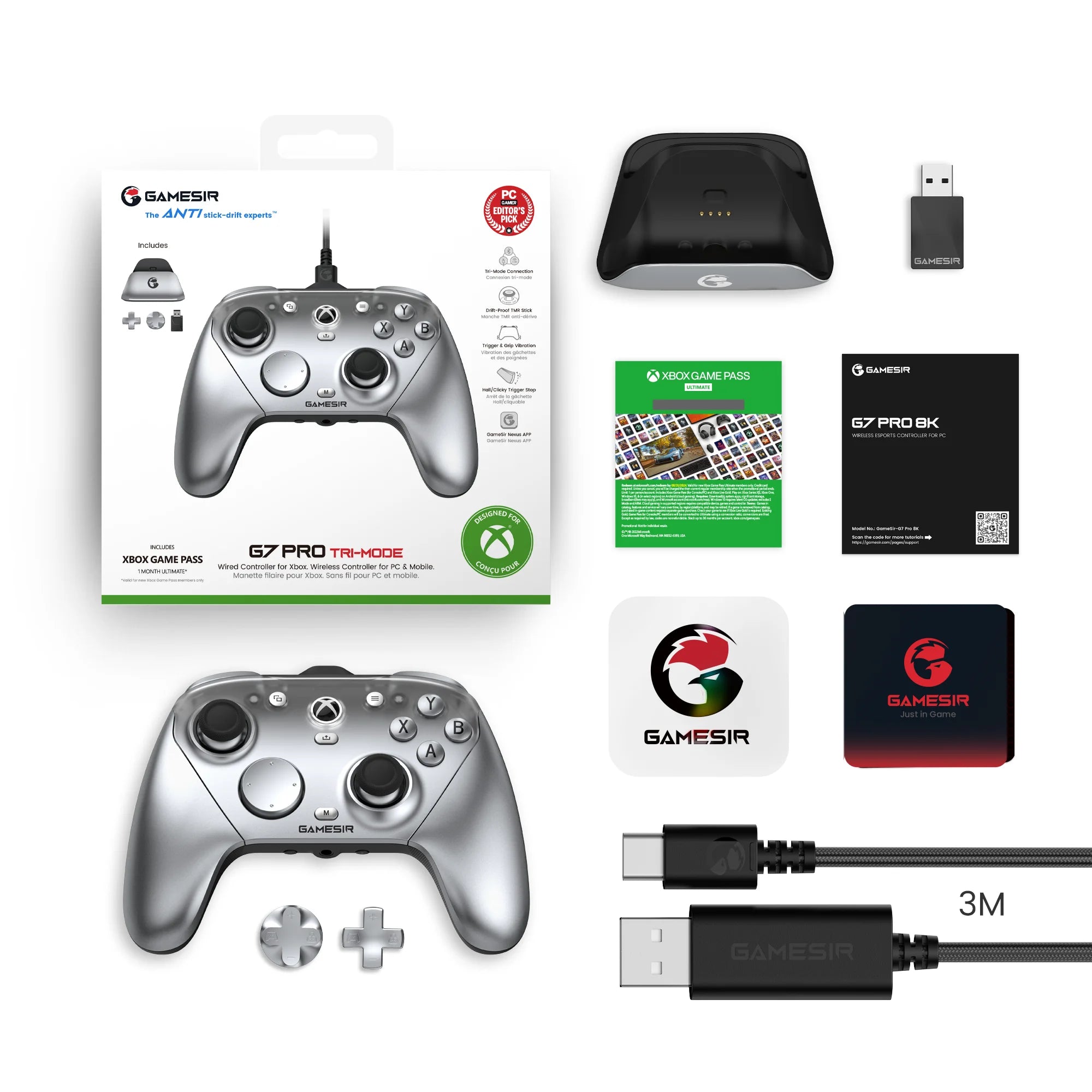 GameSir G7 Pro Xbox Gaming Controller Wired Gamepad for Xbox Series X|S, Xbox One X|S, Steam, PC, Android with Charging Dock