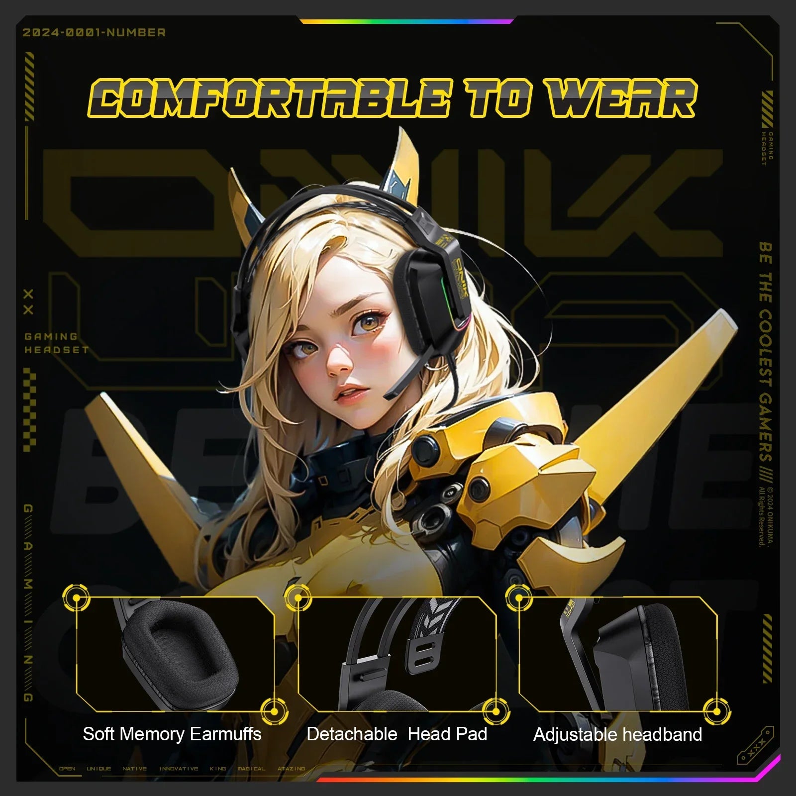 ONIKUMA X13 RGB Gaming Headset with Mic