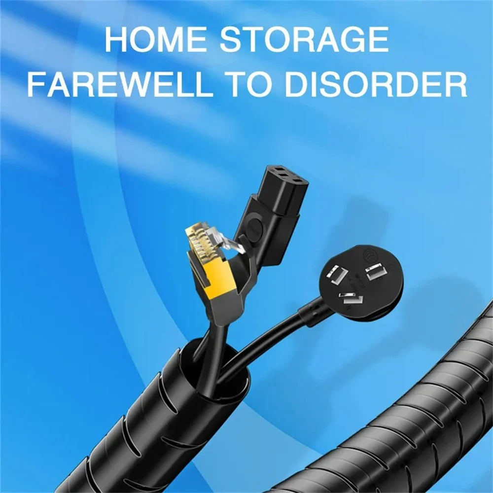 2M 10/16mm Flexible Spiral Cable Protector Wire Organizer Computer Cord Protective Tube Organization Management Protector Sleeve
