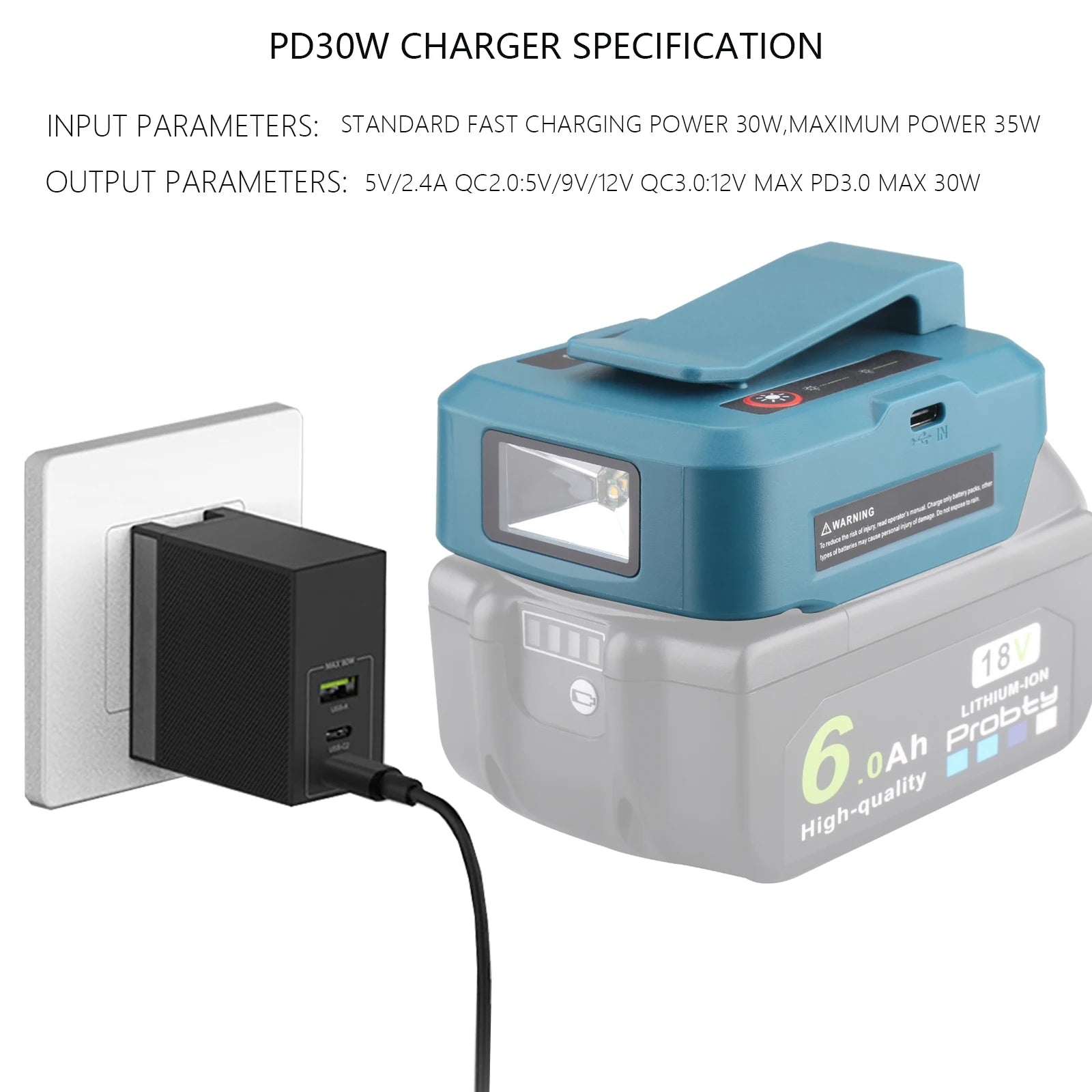 30W PD Charger for Makita 18V Batteries
