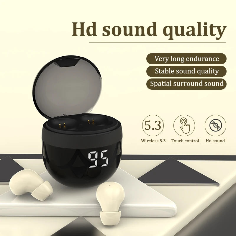 HOMEFISH SK18 Mini Sleep Wireless Earbuds, Bluetooth 5.3, Invisible In-Ear, Digital Display, Noise Cancelling for Side Sleepers