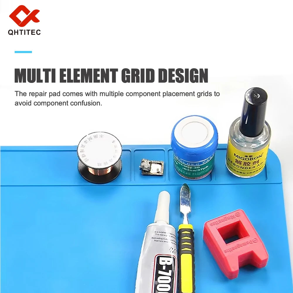 Soldering Station Mat Silicone Work Mat Heat Resistant 932°F Anti-Static Magnetic Mat for Electronic Phone Laptop Watch Repair