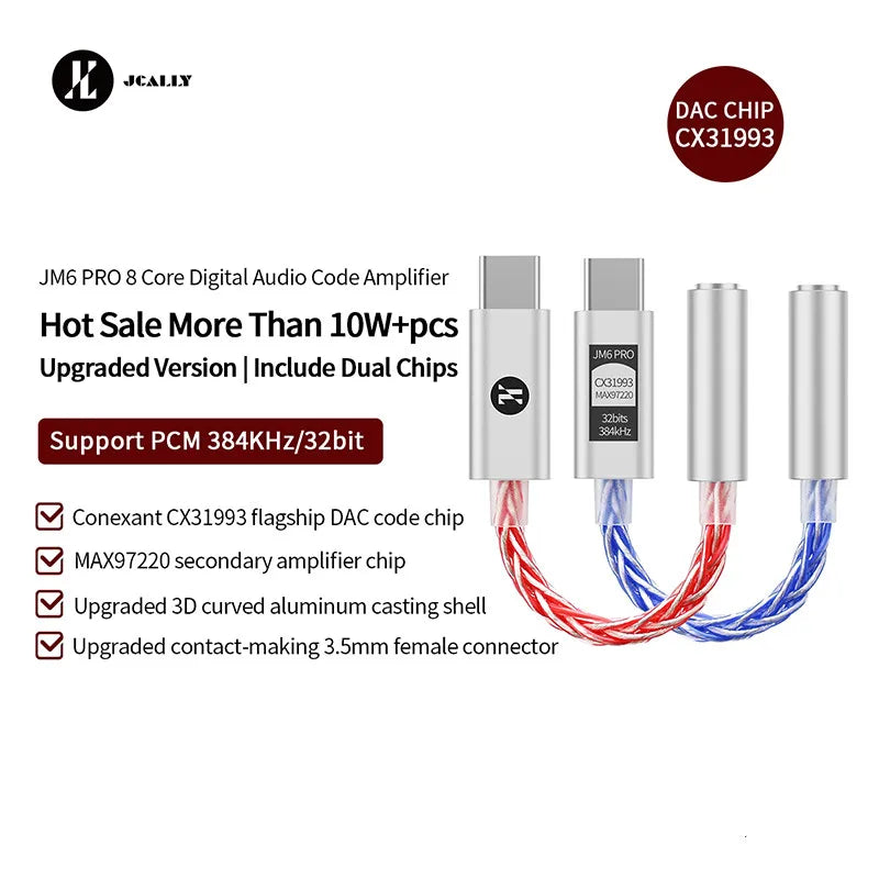 JCALLY JM6 Pro USB-C to 3.5mm HiFi DAC Headphone Adapter