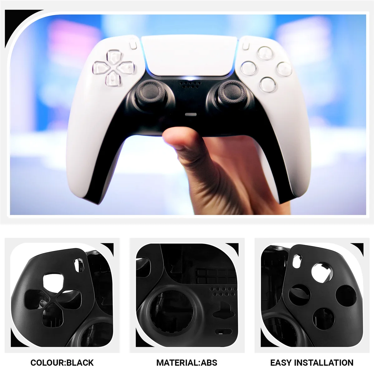 Quality Repair Part for PS5 BDM-010 Controller Housing Shell Game Controller Shell Cover with Buttons Black