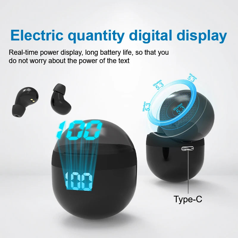 HOMEFISH SK18 Mini Sleep Wireless Earbuds, Bluetooth 5.3, Invisible In-Ear, Digital Display, Noise Cancelling for Side Sleepers