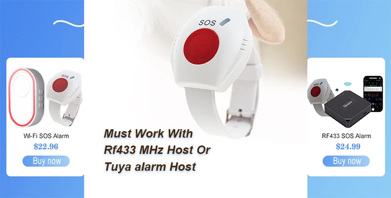 2pcs Panic Button RF433mhz SOS Bracelet Emergency Button for Elderly Alarm Watch Old People GSM Home Security Alarm System