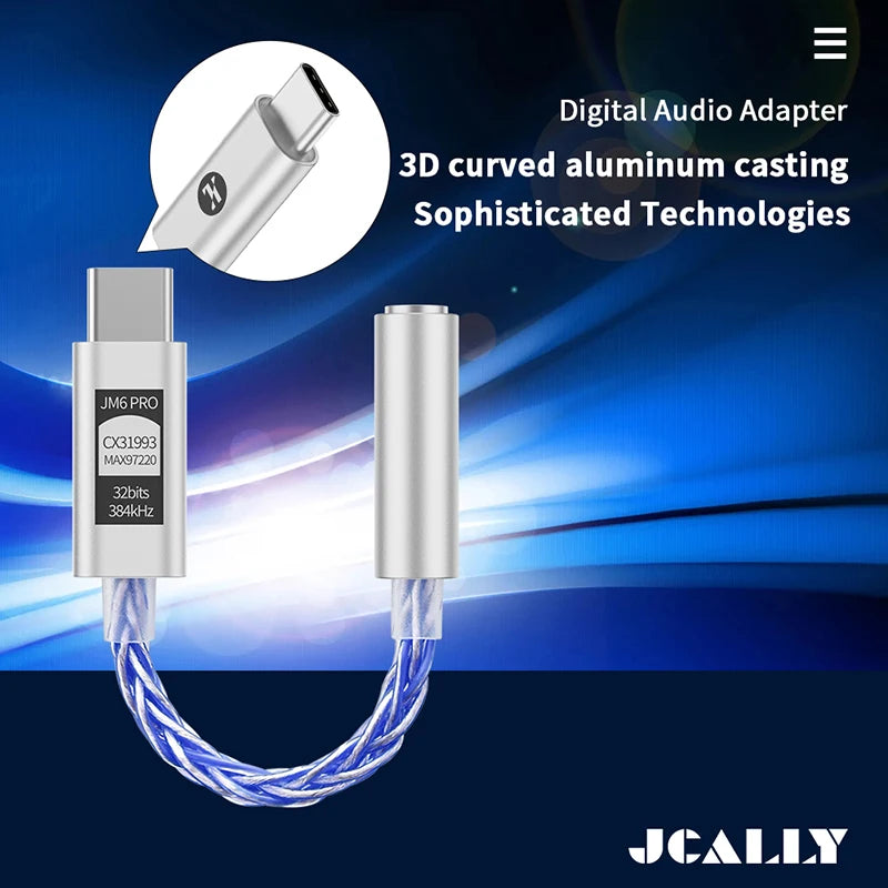 JCALLY JM6 Pro USB-C to 3.5mm HiFi DAC Headphone Adapter