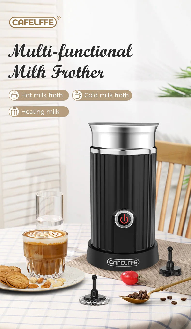Cafelffe Electric Milk Frother Frothing Foamer Chocolate Mixer Cold/Hot Latte Cappuccino automatic Milk Foam Cool Touch Stirring