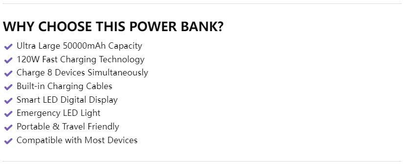 50,000mAh 120W Fast Charging Power Bank