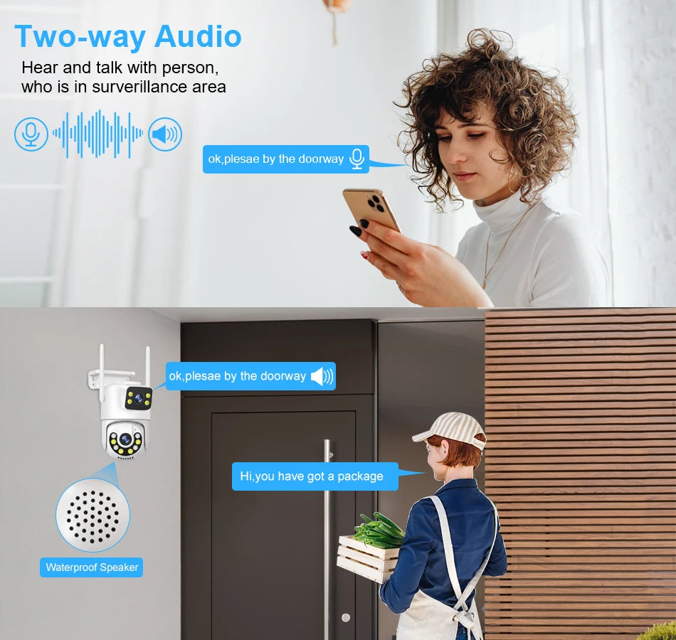 Smar WiFi Security Camera System 6MP Dual Lens Wireless IP Camera Kit With Two-Way Audio 8CH NVR