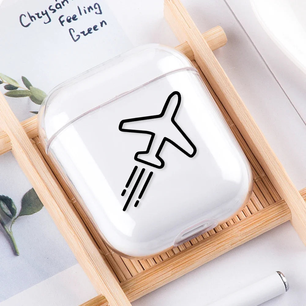 Airplane Pattern Clear Earphone Cases For Airpods 4th 2 1 3 Pro 2 Fundas Headphone Cover For Apple Airpods Air Pods Pro Airpods3
