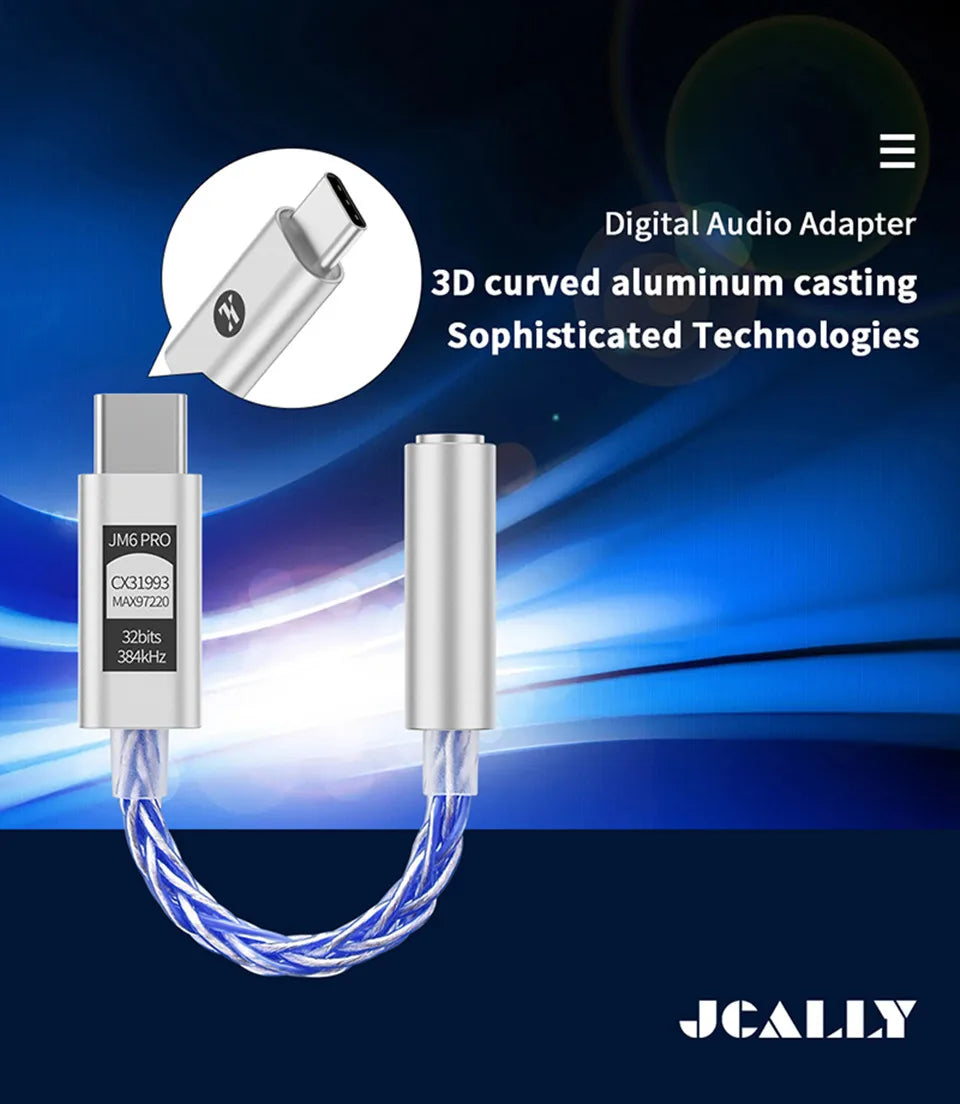 JCALLY JM6 Pro USB-C to 3.5mm HiFi DAC Headphone Adapter