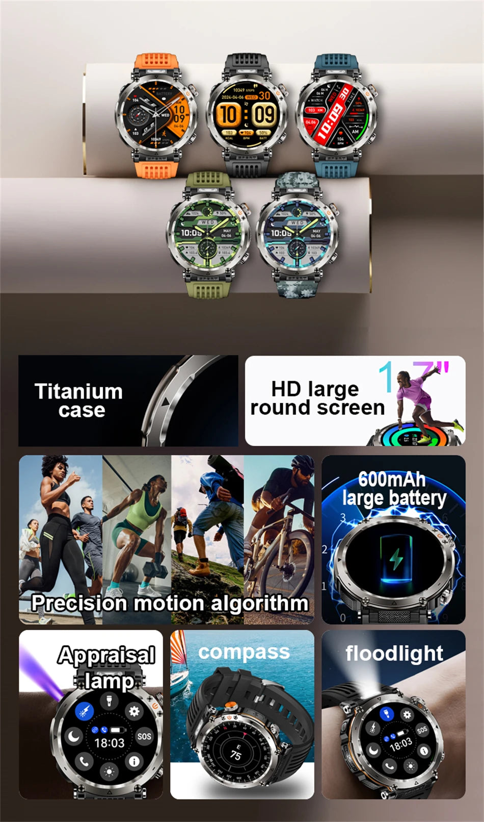 Outdoor Sports Smart Watch Men AMOLED Screen NFC Heart Rate Bluetooth Call 5ATM Waterproof Smartwatch 2025 New Fashion Luxury