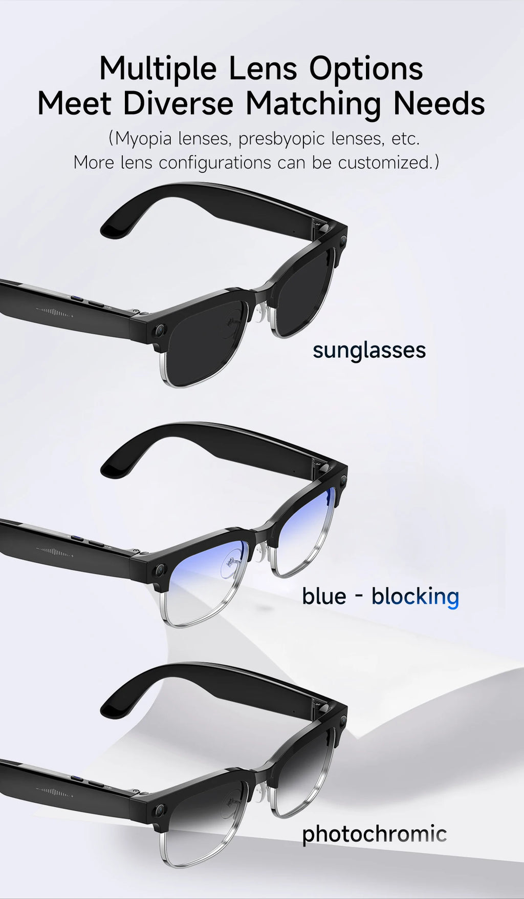 2026 World Premiere 4K HD Camera AI Smart Glasses 800W Pixel Camera 1080P Video AI Photo Recognition Call Travel abroad Glasses