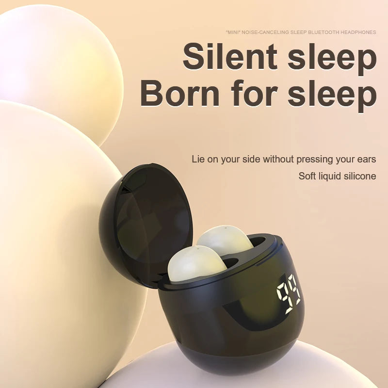 HOMEFISH SK18 Mini Sleep Wireless Earbuds, Bluetooth 5.3, Invisible In-Ear, Digital Display, Noise Cancelling for Side Sleepers
