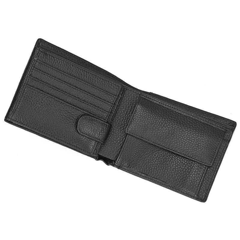 Cow Leather Men‘s Short Wallet Hasp Genuine Leather Unisex Women Zipper Coin Clutch Purse Cowhide Card Holder Trifold Man wallet