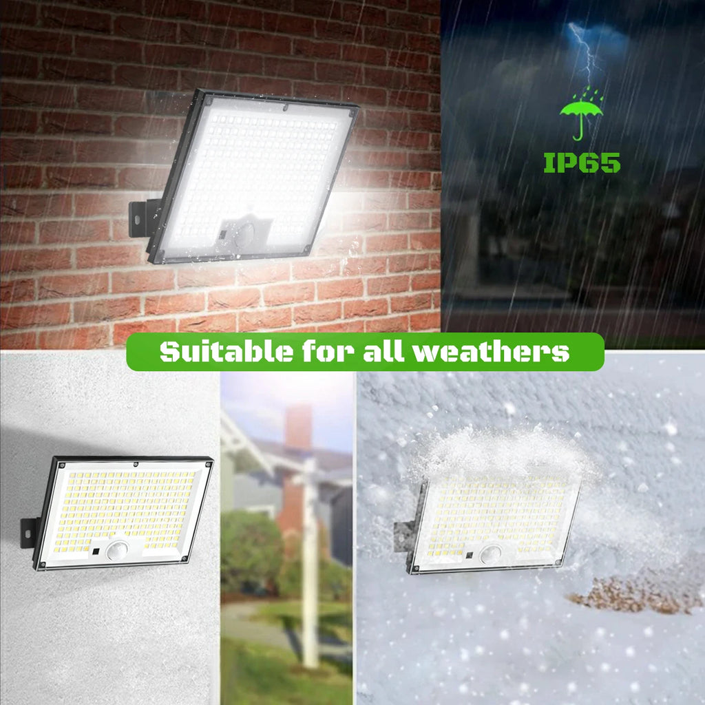 Solar Motion Sensor Outdoor Flood Lights with 400/172 Bright LEDs Dusk to Dawn Outside Flood Lights with 16ft Cable IP65 Lamp